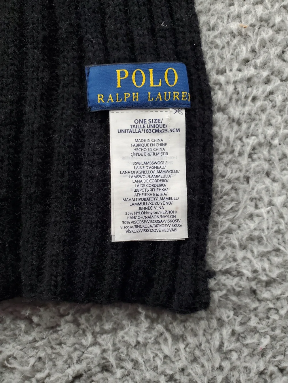 Polo Ralph Lauren Ribbed Knit Scarf Black